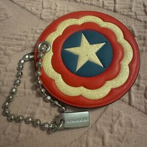 Coach and Marvel.  Captain America shield tag